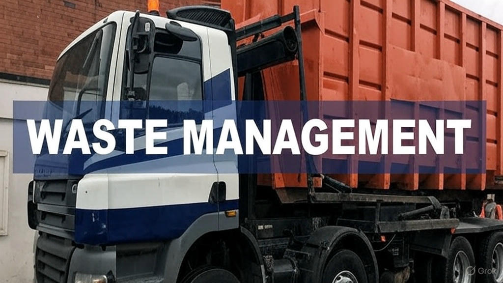 Waste management header image of a truck and skip